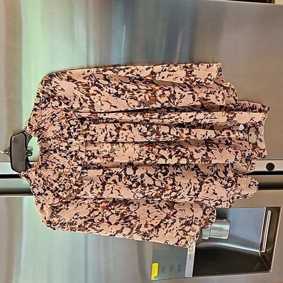 💕JOIE💕 Chelsse Short Sleeve 100% Silk Blouse Top ~ Pale Mauve Print L NWT - Picture 6 of 15